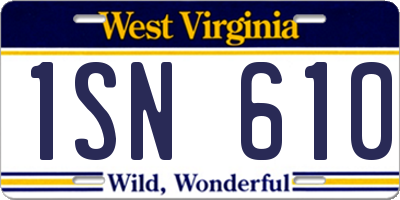 WV license plate 1SN610