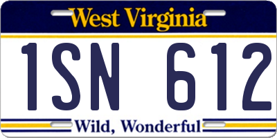 WV license plate 1SN612