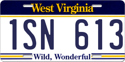 WV license plate 1SN613