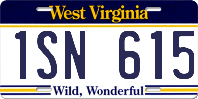 WV license plate 1SN615