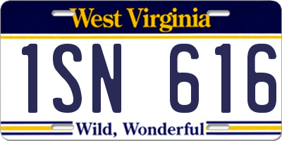 WV license plate 1SN616