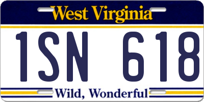WV license plate 1SN618