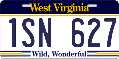 WV license plate 1SN627