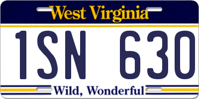 WV license plate 1SN630