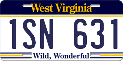 WV license plate 1SN631