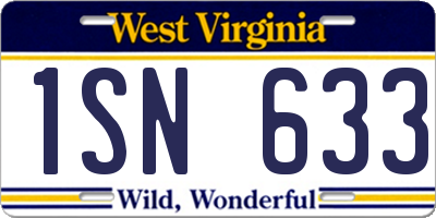 WV license plate 1SN633