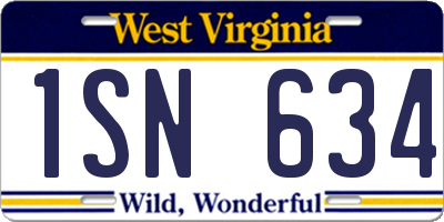 WV license plate 1SN634