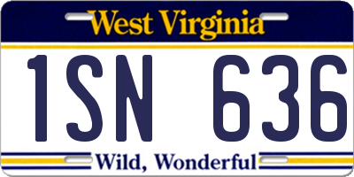WV license plate 1SN636