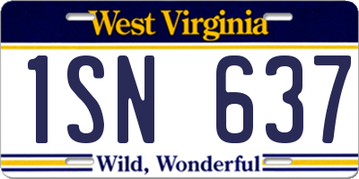 WV license plate 1SN637