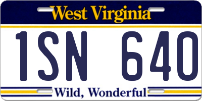WV license plate 1SN640