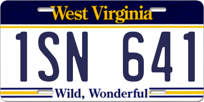 WV license plate 1SN641
