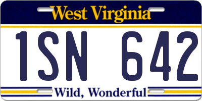 WV license plate 1SN642