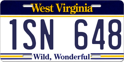 WV license plate 1SN648