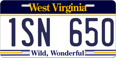 WV license plate 1SN650