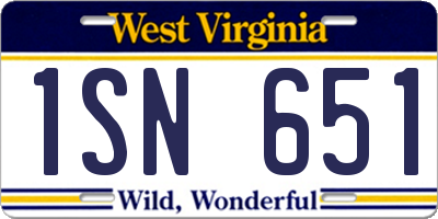 WV license plate 1SN651