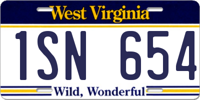WV license plate 1SN654