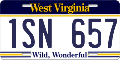 WV license plate 1SN657