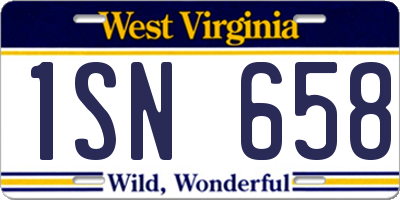 WV license plate 1SN658