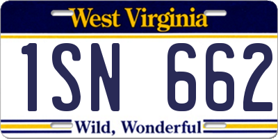 WV license plate 1SN662