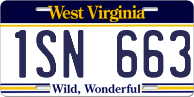 WV license plate 1SN663