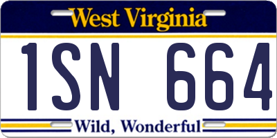 WV license plate 1SN664