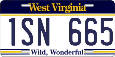 WV license plate 1SN665