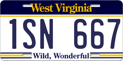WV license plate 1SN667