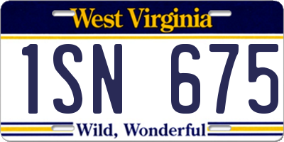 WV license plate 1SN675
