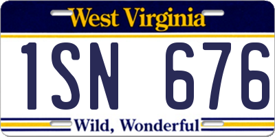 WV license plate 1SN676