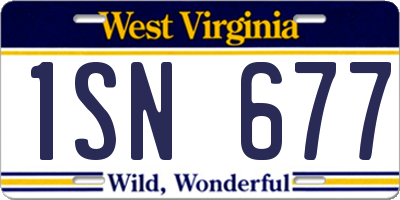WV license plate 1SN677