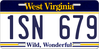 WV license plate 1SN679
