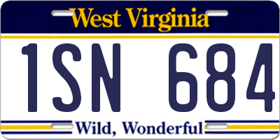 WV license plate 1SN684