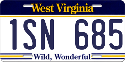 WV license plate 1SN685