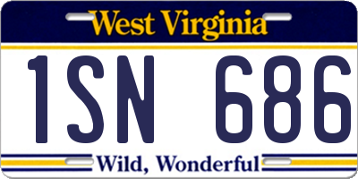 WV license plate 1SN686