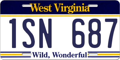 WV license plate 1SN687