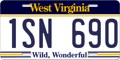 WV license plate 1SN690