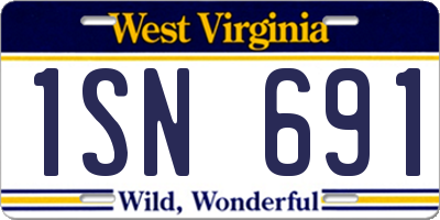 WV license plate 1SN691