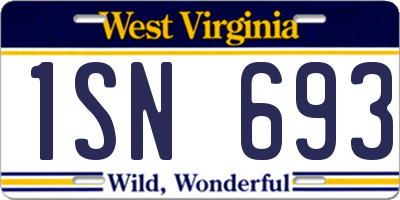 WV license plate 1SN693