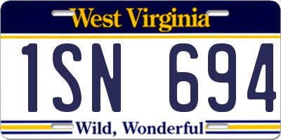 WV license plate 1SN694