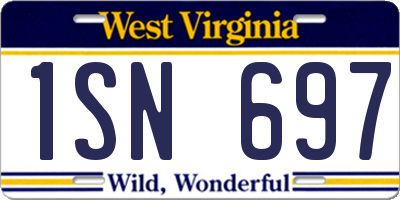 WV license plate 1SN697