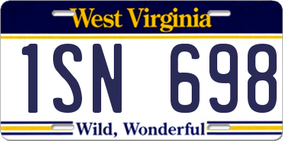 WV license plate 1SN698
