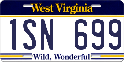 WV license plate 1SN699