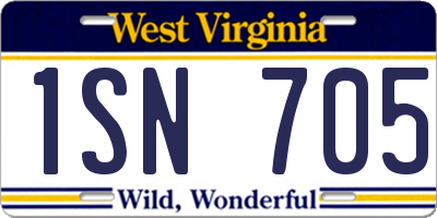 WV license plate 1SN705