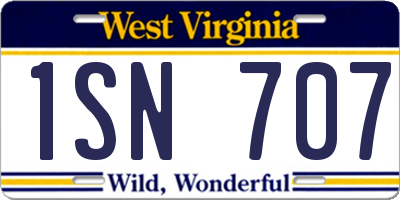WV license plate 1SN707