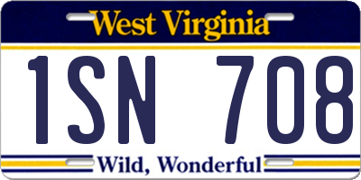 WV license plate 1SN708