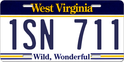 WV license plate 1SN711