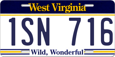 WV license plate 1SN716