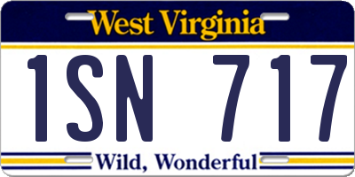 WV license plate 1SN717