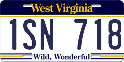 WV license plate 1SN718