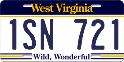 WV license plate 1SN721